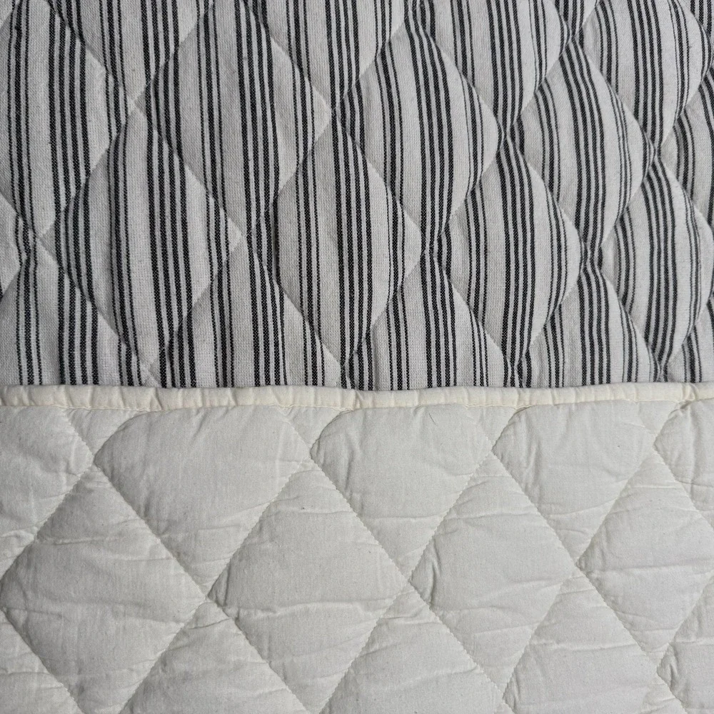 Bee And Willow Colcha Matrimonial Queen Quilt Stripe Linen Look Farmhouse Cotton